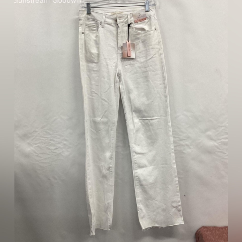 NWT Happily Grey Womens White Denim High Waist Wide Leg Jeans Size 1/25